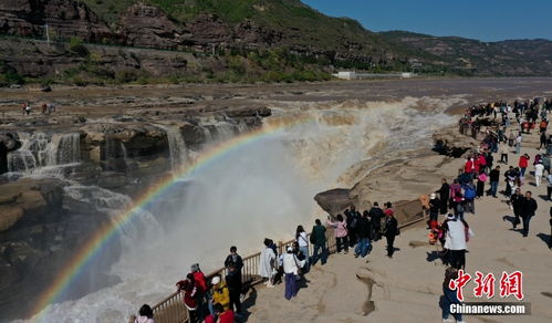 山西黄河壶口瀑布现 彩虹通天 美景
