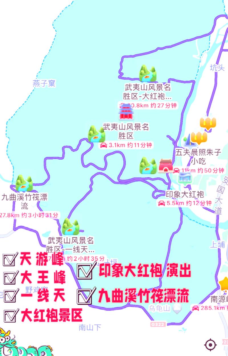 武夷山景区旅游攻略图